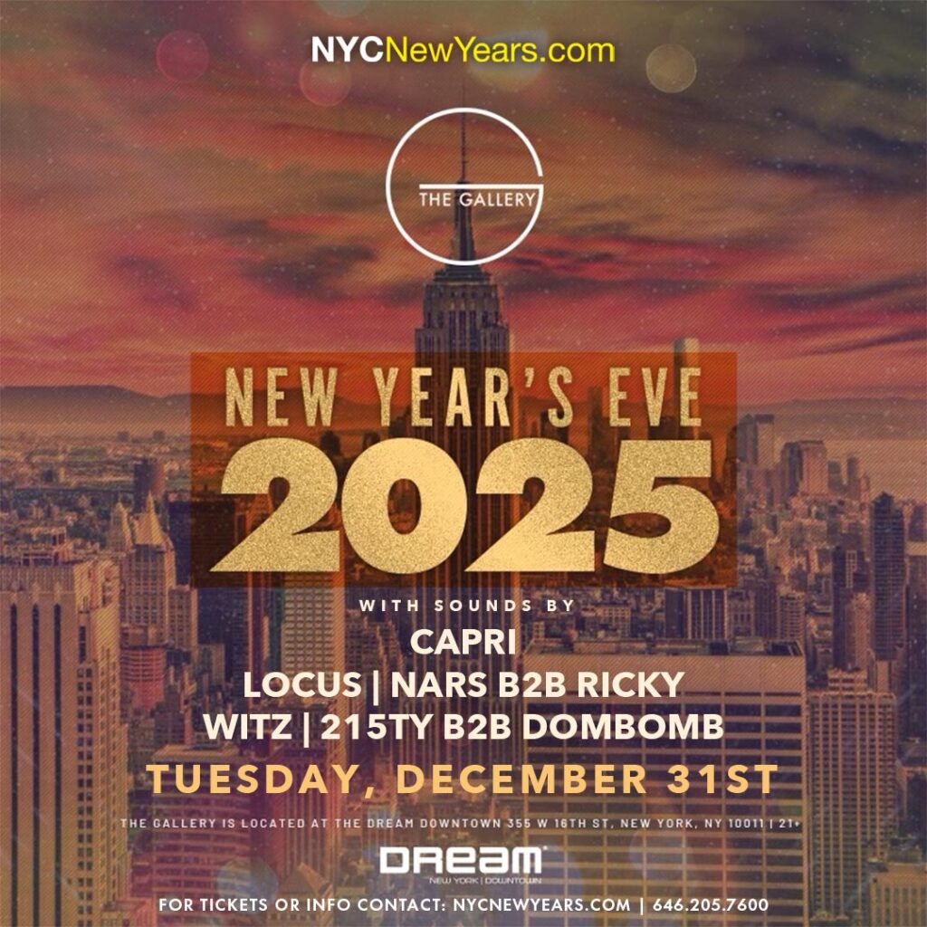 New Year's Eve 2025 at the gallery nightclub inside dream hotel downtown