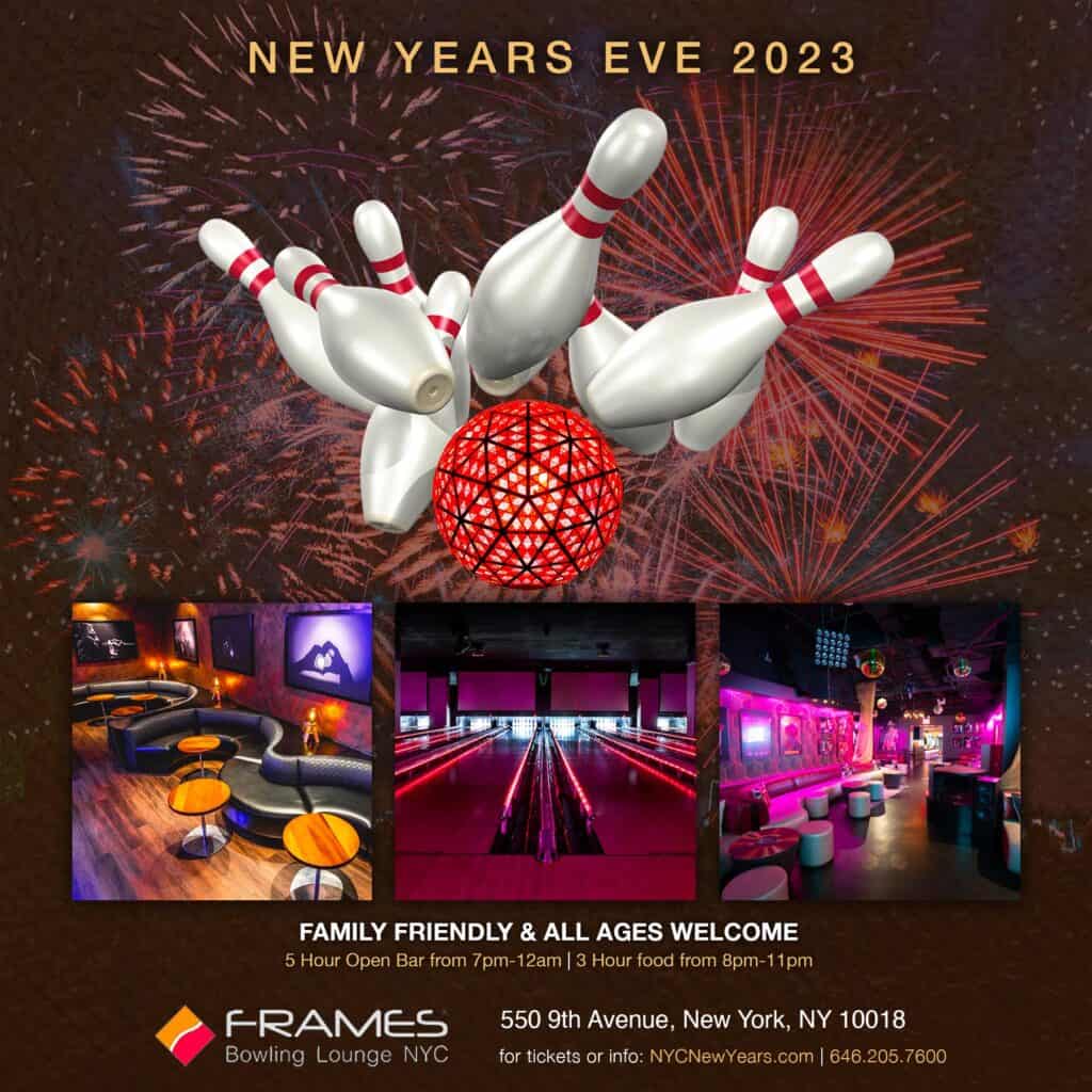 Family New Years Eve at Frames Bowling Lounge Times Square NYC NYE