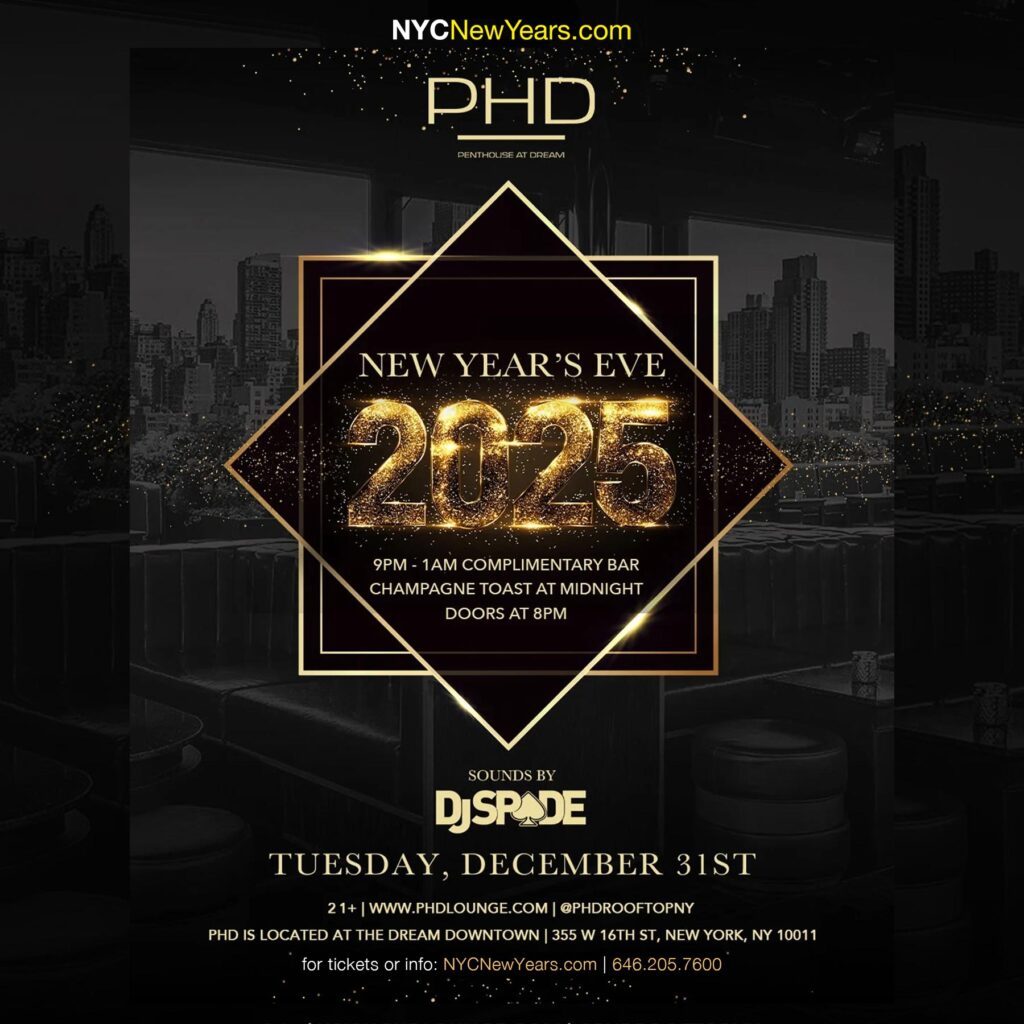 new year's eve at phd rooftop at dream hotel downtown