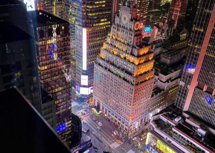new years eve view from bar 54 at the hyatt centric times square