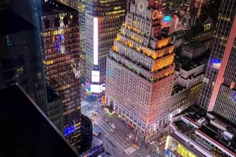 new years eve view from bar 54 at the hyatt centric times square