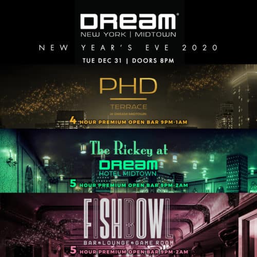 2022 FishBowl New Years Eve party inside Dream Midtown