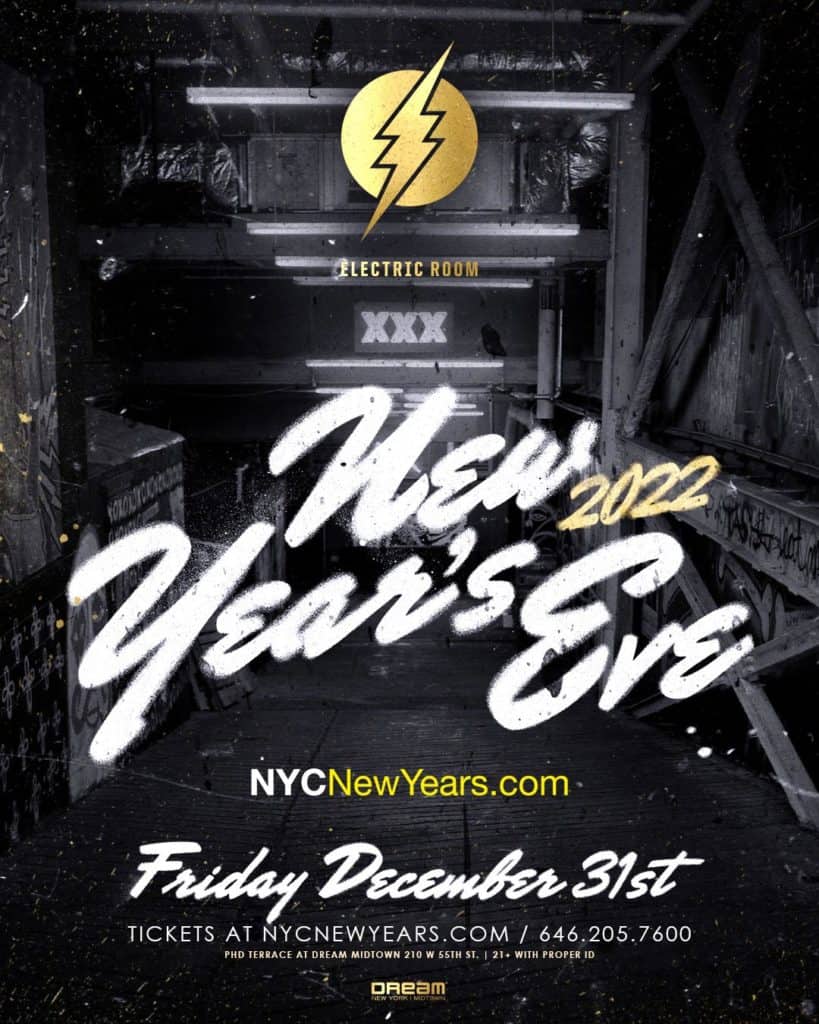 new years eve 2022 at the electric room inside dream hotel downtown
