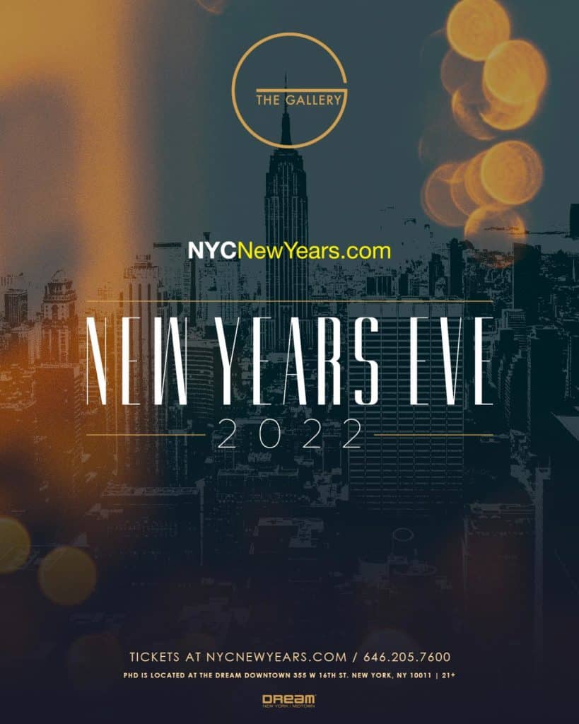 new year's eve 2022 at the gallery nightclub inside dream hotel downtown