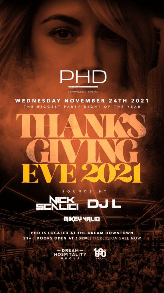 thanksgiving eve at phd rooftop dream hotel downtown