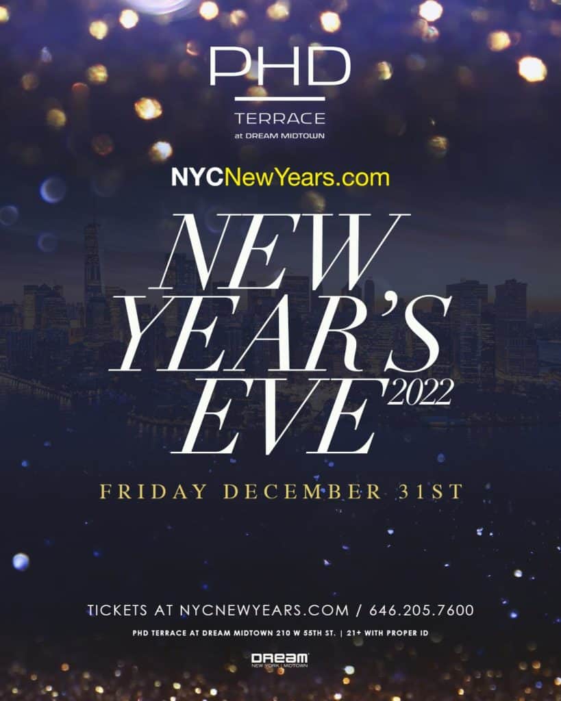 new year's eve 2022 at phd terrace inside dream hotel midtown